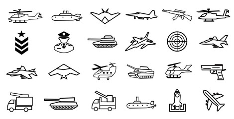 military army icons collection vector illustration