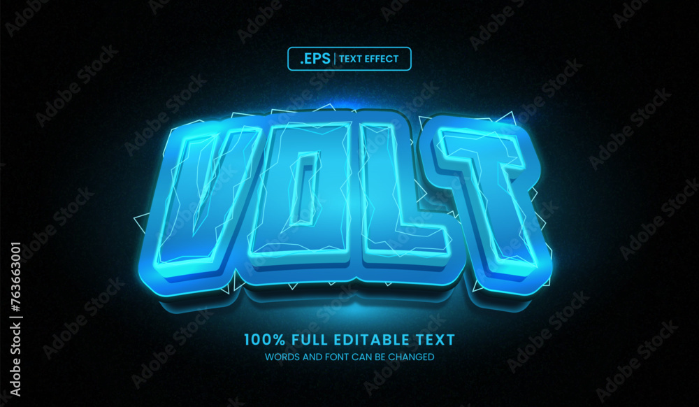 Sticker design editable text effect, volt 3d concept