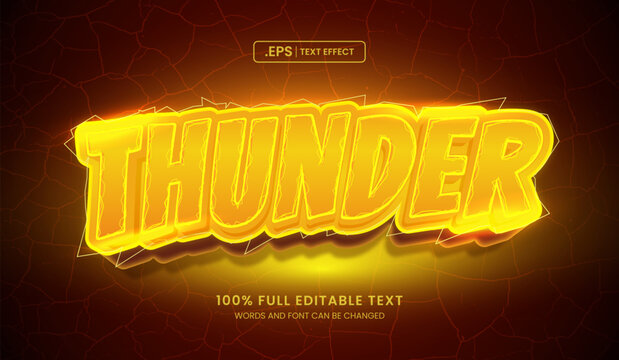 Design editable text effect, thunder text 3d concept