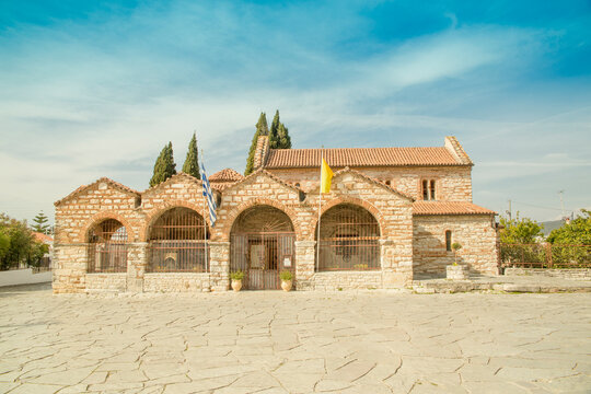 arta greece church agia theodora  spring seaosn in the city of epirus