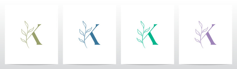 Branch Twig Stem Leaf on Letter Initial Logo Design K