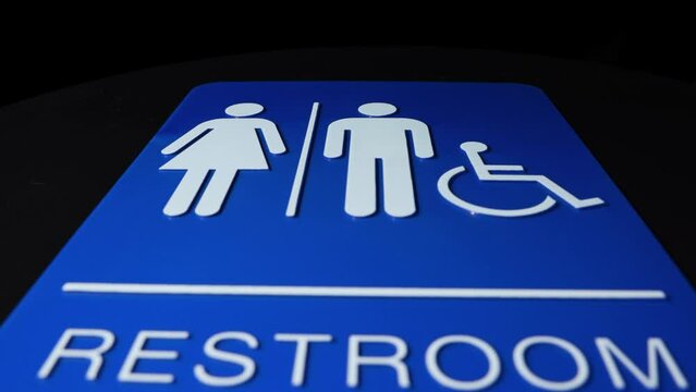 Blue all gender restroom sign 1