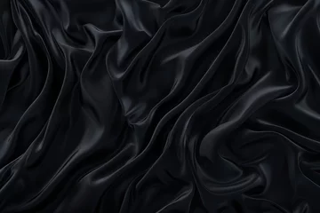 Fototapeten Elegant top view of rich black satin folds, ideal for premium branding and luxe designs. © BackgroundWorld