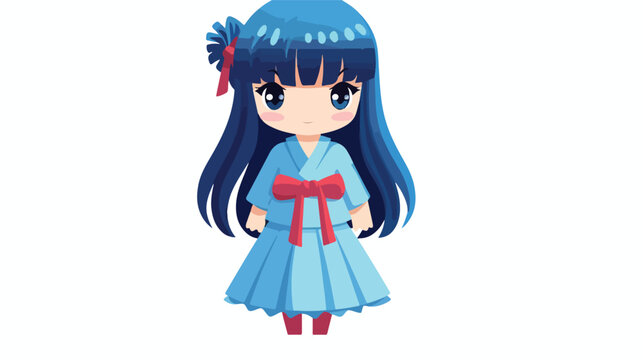 Toy figure japanese anime girl character blue cute