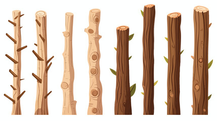 Tree trunks a wooden building material flat cartoon