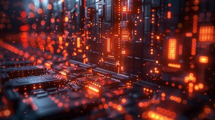 Fototapeta premium AI-Driven Logistics, Harnessing machine learning and robotics, the AI sector's supply chain orchestrates seamless coordination from raw material procurement to product delivery, optimizing every step.