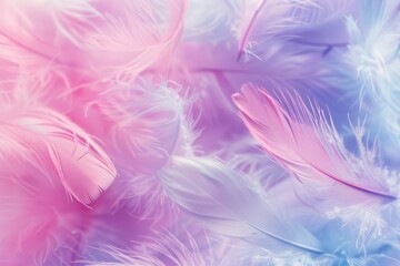 Fototapeta na wymiar An enchanting display of pastel feathers, lending an air of serenity and softness to the abstract setting.