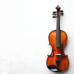 Violin front view isolated on white with text space