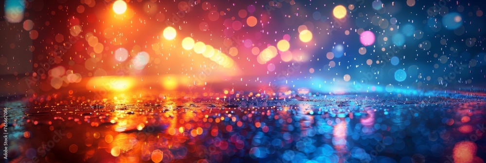 Aufkleber abstract city lights with bokeh effect - colorful abstract background of city lights with a bokeh ef