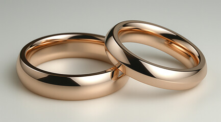 A pair of golden wedding rings on a white background