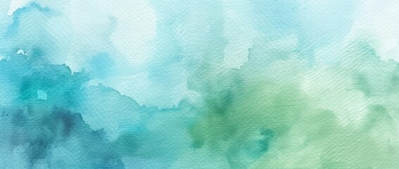 Fototapeta na wymiar Soft watercolor strokes create a soothing abstract in cool blue and green tones, invoking a sense of calm.