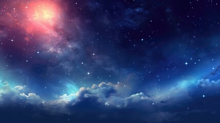 Vibrant night sky with stars and nebula and galaxy 