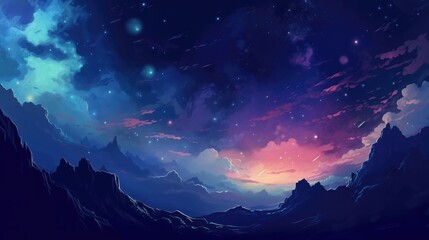Vibrant night sky with stars and nebula and galaxy  - obrazy, fototapety, plakaty