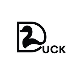 D duck logo with letters. Vector illustration.