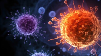 bacteria and virus cells and floating particles background