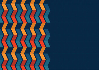 blue retro banner, elegant blue banner with retro geometric patterns, retro colors