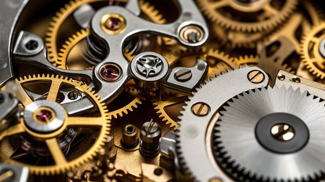 Closeup of classic watch movement