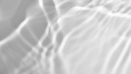 Obraz premium Blurred water texture overlay effect for photo and mockups. Organic drop diagonal shadow and light caustic effect on a white wall. Shadows for natural light effects