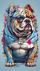 colorful Bulldog portrait. Graffiti style, printable design for t-shirts, mugs, cases, etc.
 