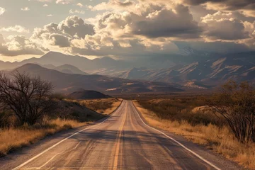 Tuinposter Road through desert landscape © InfiniteStudio