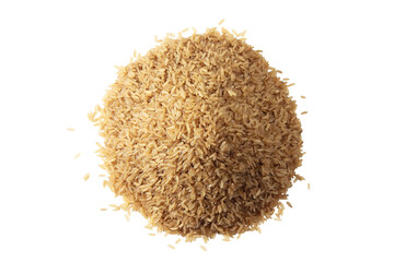 heap of whole grain brown or red rice in cutout transparent background,png format,top view