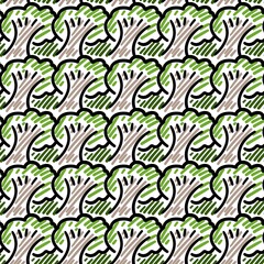 seamless pattern with cute cartoon tree