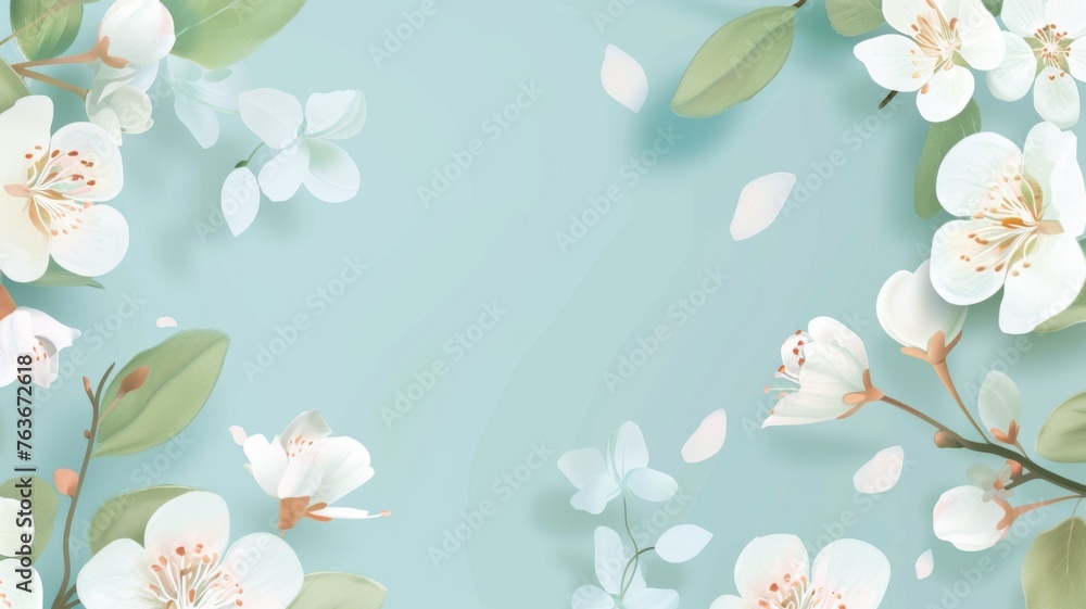 Poster semless soft-hued apple blossoms pattern - seamless background pattern highlighting softly-colored a