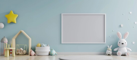mockup of the frame on the wall of the child's room