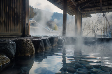 Hot springs in winter