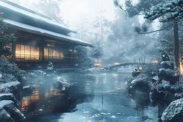 Hot springs in winter