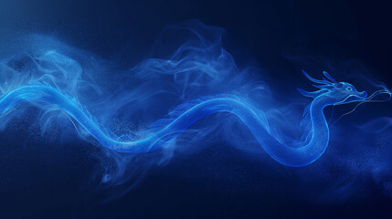Abstract flying dragons on a dark blue background. Technological background for design.