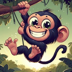 Naklejka premium Happy smiling monkey