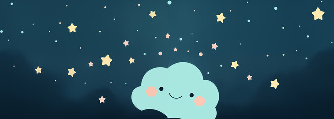 Fototapeta premium Hand drawn cartoon night starry sky illustration