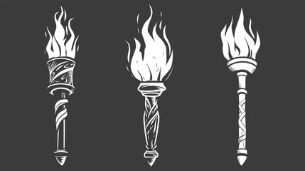 four different types of torches on a black background - obrazy, fototapety, plakaty