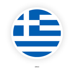 Greece circle flag icon isolated on white background.
Greek circular flag icon on white background.