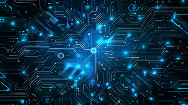 Abstract technology circuit board communication vector image with transparent background