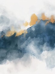 A painting featuring a sky filled with shades of blue and yellow, creating a striking contrast