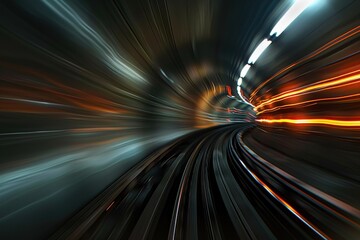 Obraz premium A tunnel with a train going through it.