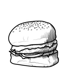 hamburger logo sketch line art vector illustration