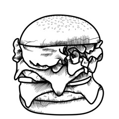 hamburger logo line art sketch vector illustration