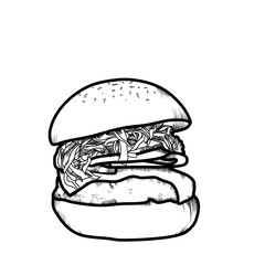 hamburger sketch line art vector logo illustration
