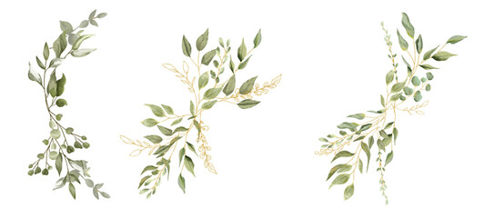Watercolor Leaves illustration set. Suitable use for wedding invitation, greetings cards, decoration in your card, etc.