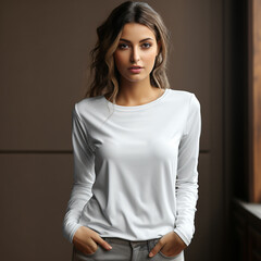 Obraz premium White long sleeved garment for women round generated AI