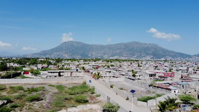 Poor living conditions in Cap Haitien, Haiti. Aerial footage.