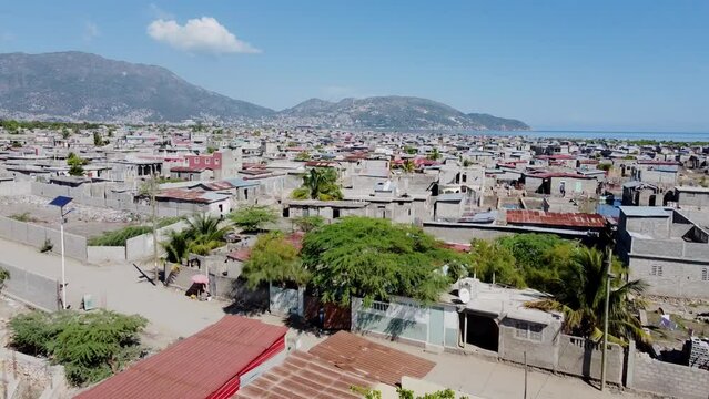 Poor living conditions in Cap Haitien, Haiti. Aerial footage.