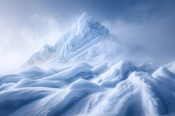 Enigmatic Icy Peaks: A Profound Interaction of Light, Ice and Fog