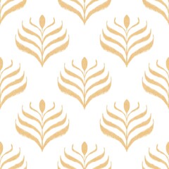 Watercolor Ethnic seamless pattern in tribal.Ikat design on paper texture in native American, Mexican, African, Tradition style.Aztec geometric folk culture art background.Boho abstract.Hand painted.