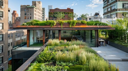 An office with its own green roof and living walls, showcasing the potential for urban green...