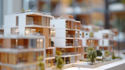 Apartments designed to maintain internal temperatures, with miniature construction scenes