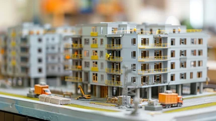Foto op Plexiglas Apartments designed to maintain internal temperatures, with miniature construction scenes © Chhayny